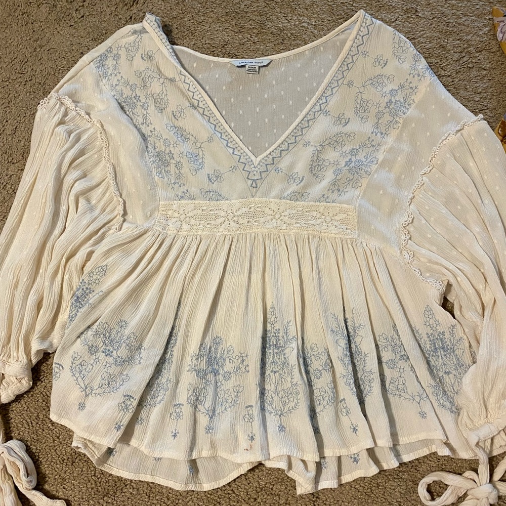 AE long sleeve embroidered top